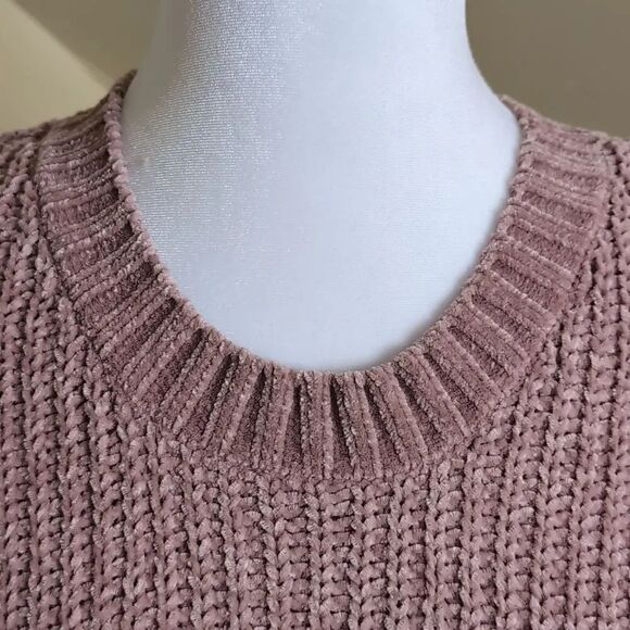 Zara Women's Small Pink Chunky Knit Crew Neck Sweater, New Without Tags - Picture 2 of 8